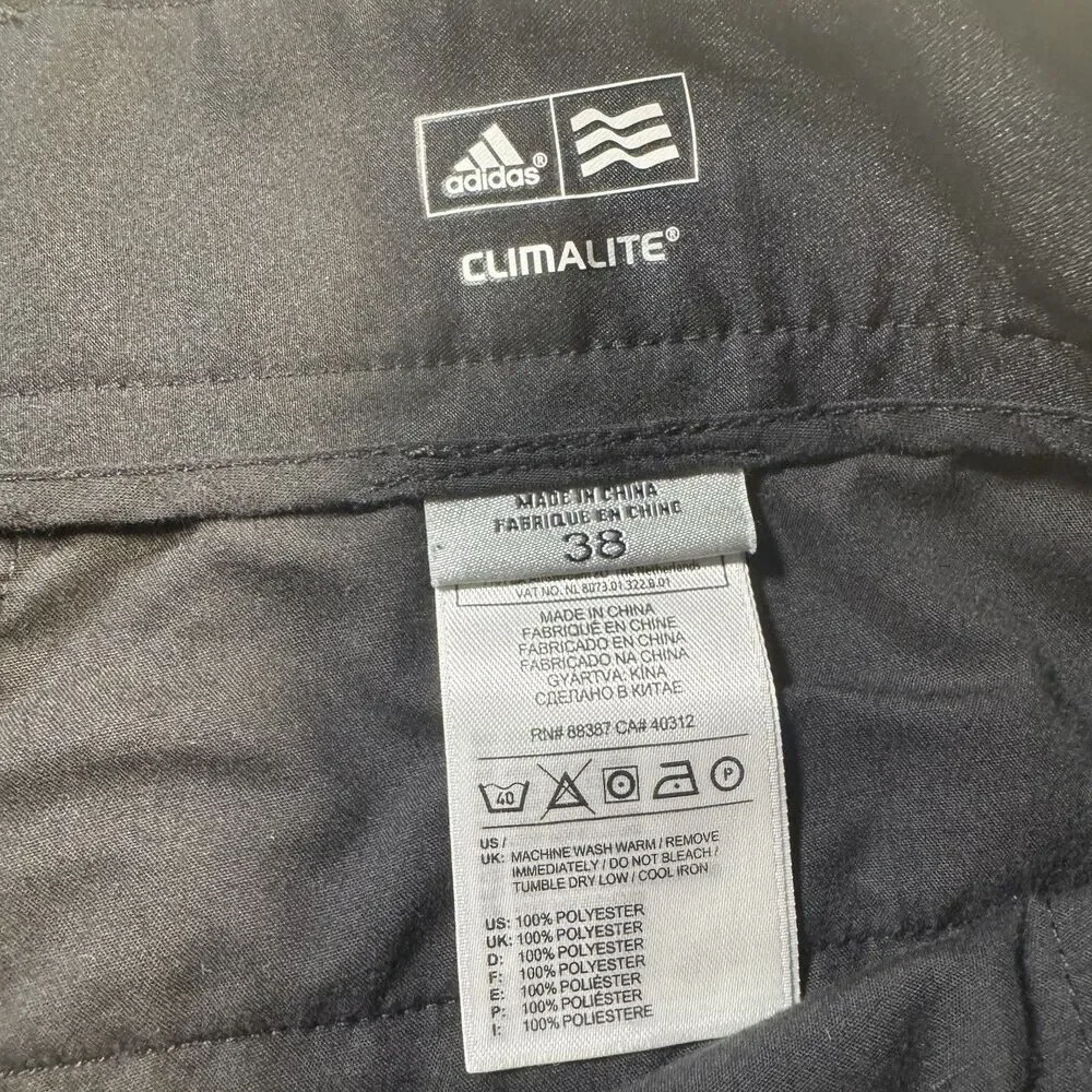 Adidas Climalite Golf Shorts Mens 38x9.5 Black Performance Logo Moisture Wicking